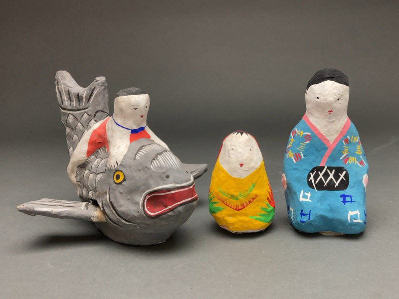 琉球 張り子 古倉保文 鯉乗り童子 郷土玩具 古倉保文 琉球