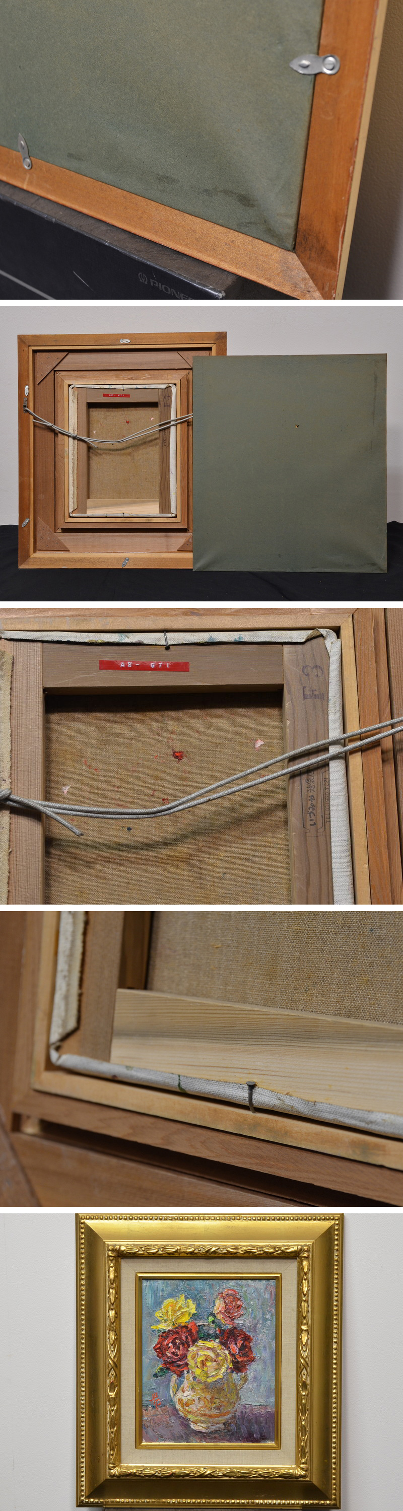 日動画廊取扱 萩谷巌 直筆サイン『ばら』キャンヴァスに油彩 15号 0418L